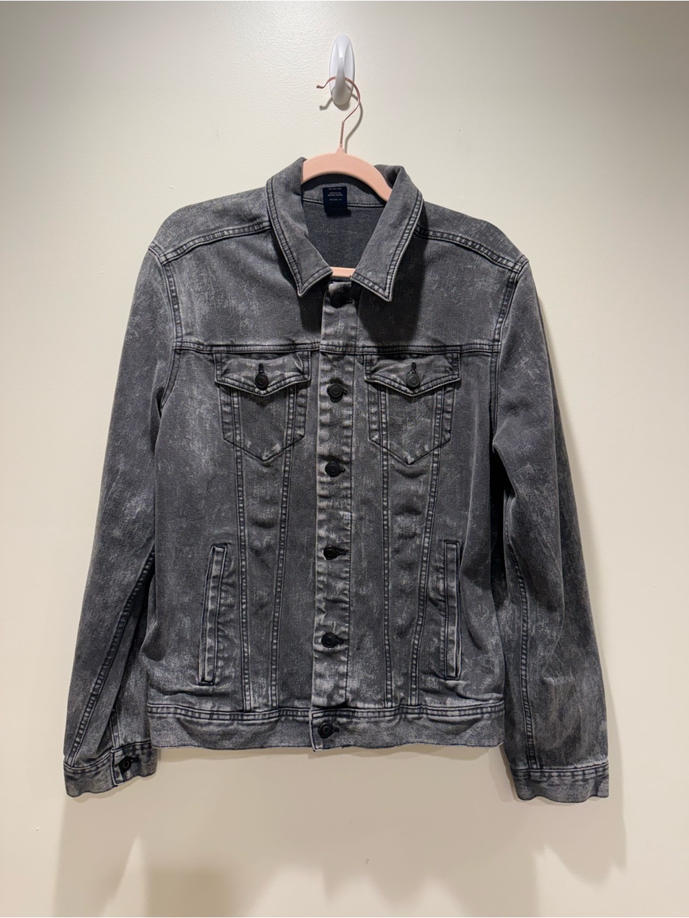 George Men’s Denim Jacket Gray Acid Wash Trucker Jacket Medium